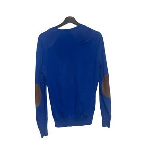 Massimo Dutti Mens size M Cotton, Silk Sweater V Neck  Elbow Patches